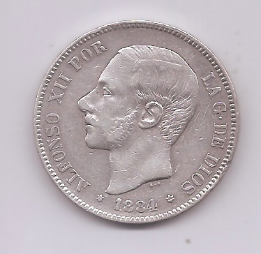 ALFONSO XII DEL AÑO 1884 *84 DE 5 PESETAS